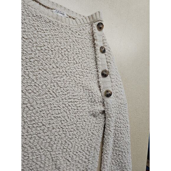 Full Circle Trends Cream Colored Button Shoulder Fuzzy Women's Sweater | 2XL - Picture 3 of 8